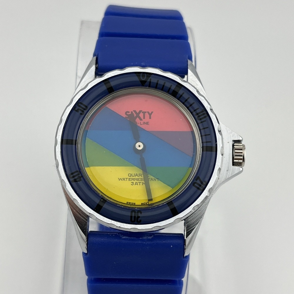 Vintage 1986 Le Jour Sea Line Sixty Color Wheel Watch Blue Band-For Parts/Repair